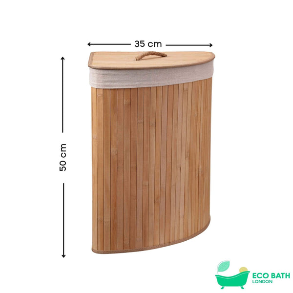 Eco Bath Bamboo Laundry Basket with Lid and Removable Lining - Eco Bath London