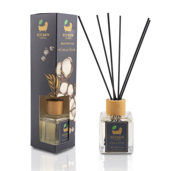 Eco Bath London Cotton Fresh Reed Diffuser - Fresh Laundry - Type Scent & Long Lasting Reed Diffusers - 100ml (3.38 fl.oz) - Eco Bath London