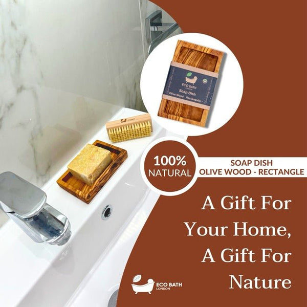 Eco Bath London Olive Wood Rectangle Soap Dish - Eco Bath London