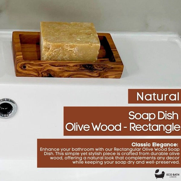 Eco Bath London Olive Wood Rectangle Soap Dish - Eco Bath London