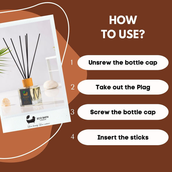 Eco Bath London Vanilla & Cinnamon Reed Diffuser - Herbal Scent of Cinnamon Room Diffuser - 100ml (3.38 fl.oz) - Eco Bath London