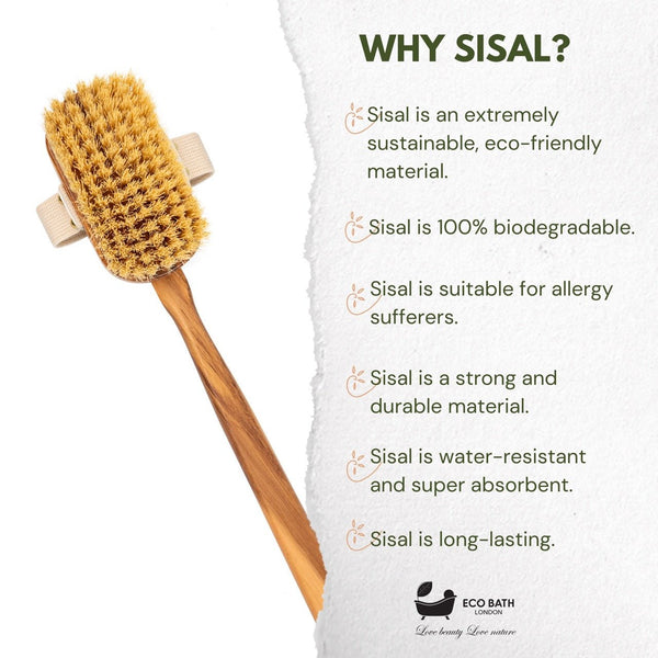 Eco Bath Luxury Natural Sisal Olive Wood Body Brush - Eco Bath London