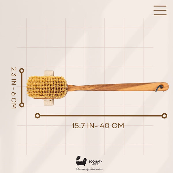 Eco Bath Luxury Natural Sisal Olive Wood Body Brush - Eco Bath London
