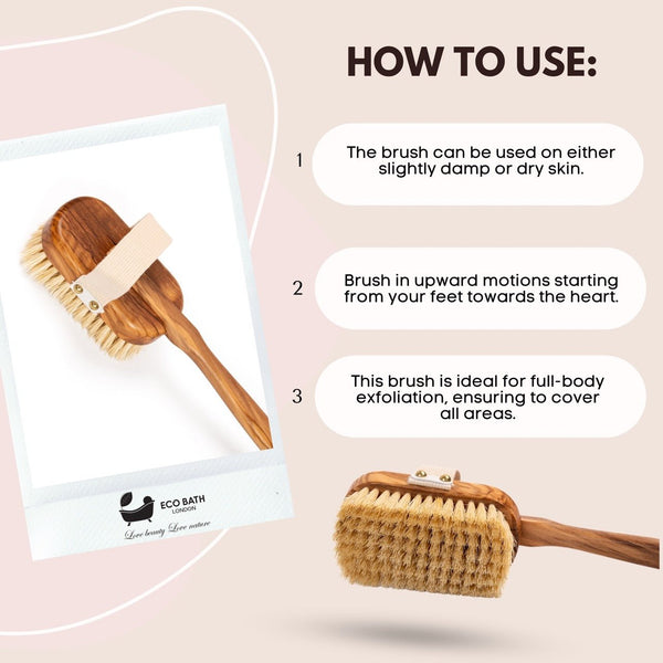 Eco Bath Luxury Natural Sisal Olive Wood Body Brush - Eco Bath London