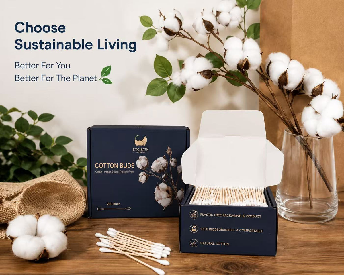 Eco Bath London Cotton Buds - Paper Stick | Plastic-Free