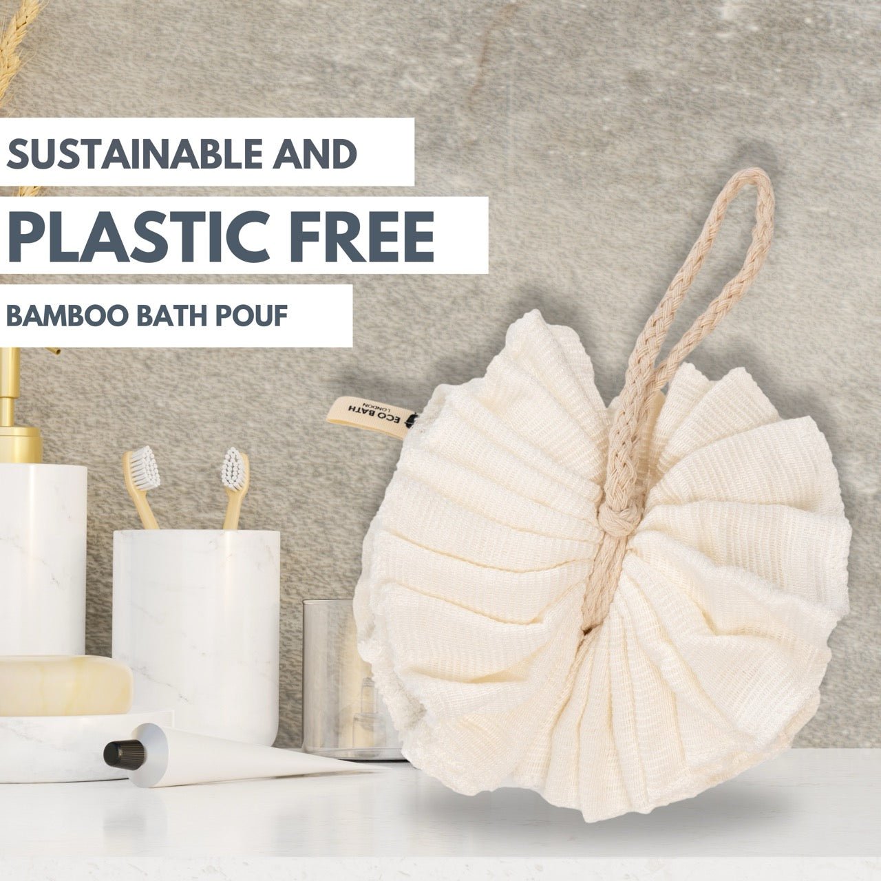 Eco Bamboo Bath & Shower Pouf - Eco Bath London