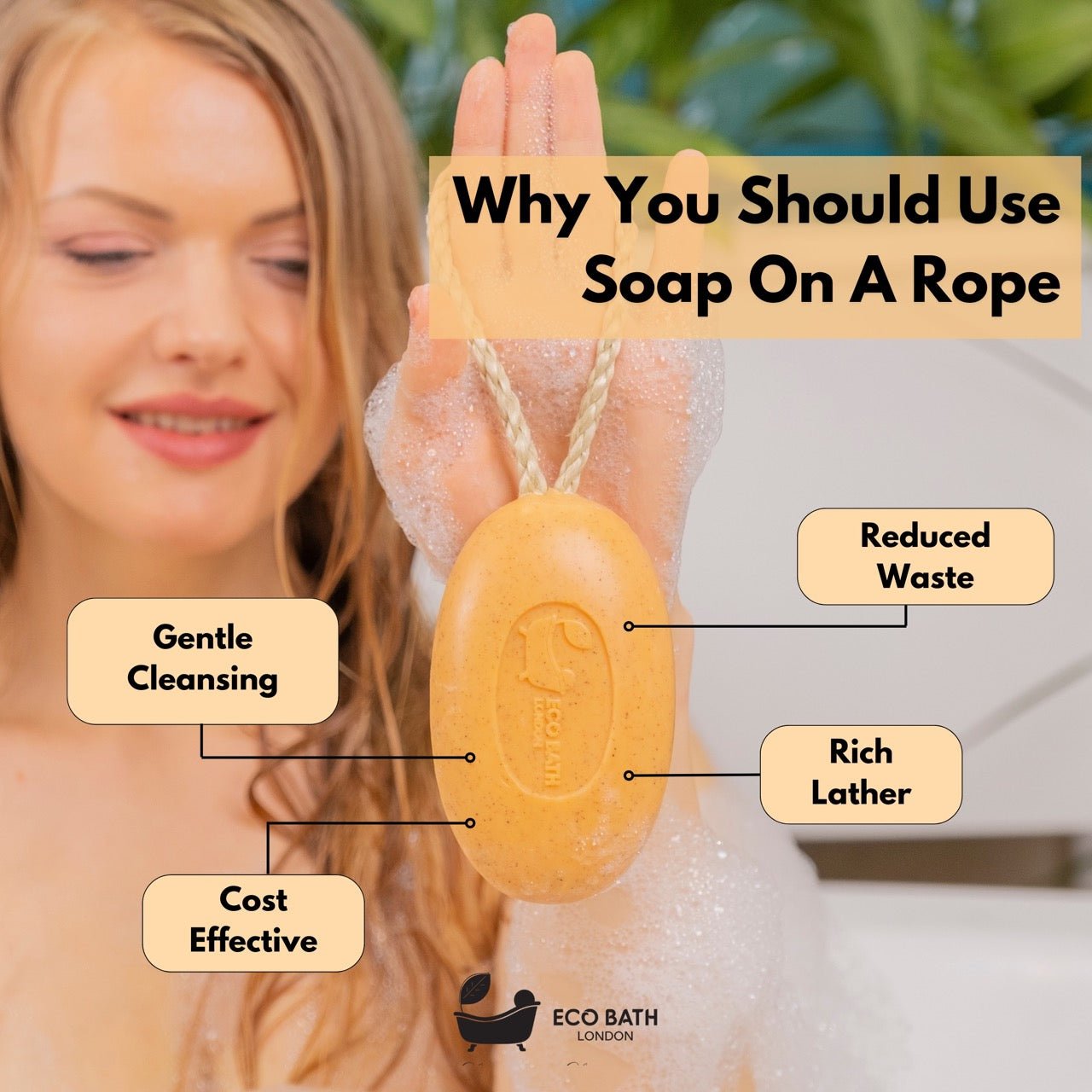 Eco Bath Apricot Soap on a Rope - 220g - Eco Bath London
