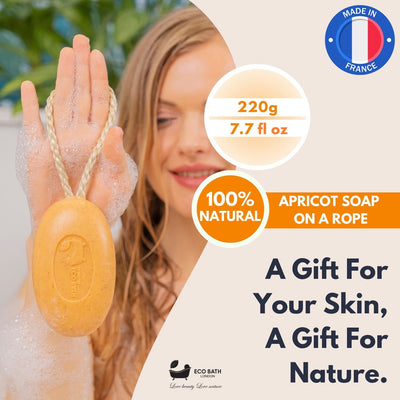 Eco Bath Apricot Soap on a Rope - 220g - Eco Bath London