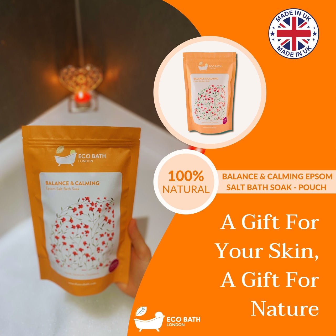 Eco Bath Balance and Calming Epsom Salt Bath Soak - Pouch | 500g & 1000g - Eco Bath London