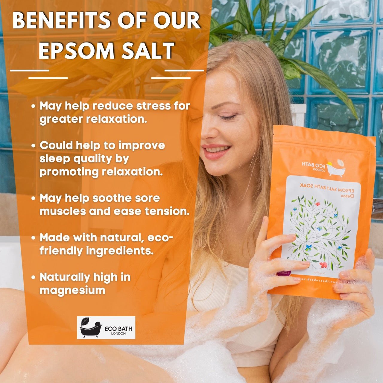 Eco Bath Balance and Calming Epsom Salt Bath Soak - Pouch | 500g & 1000g - Eco Bath London