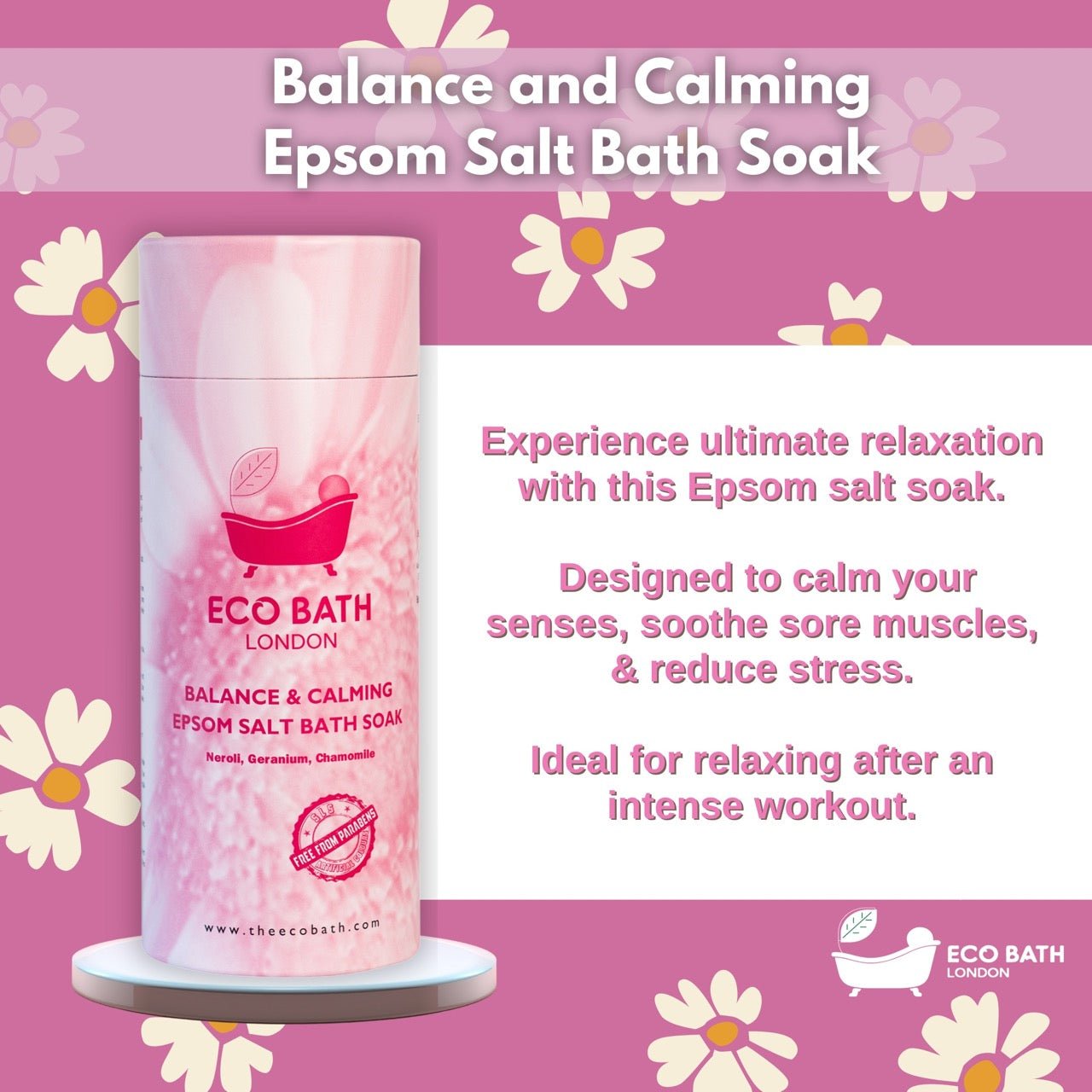 Eco Bath Balance and Calming Epsom Salt Bath Soak - Tube - Eco Bath London
