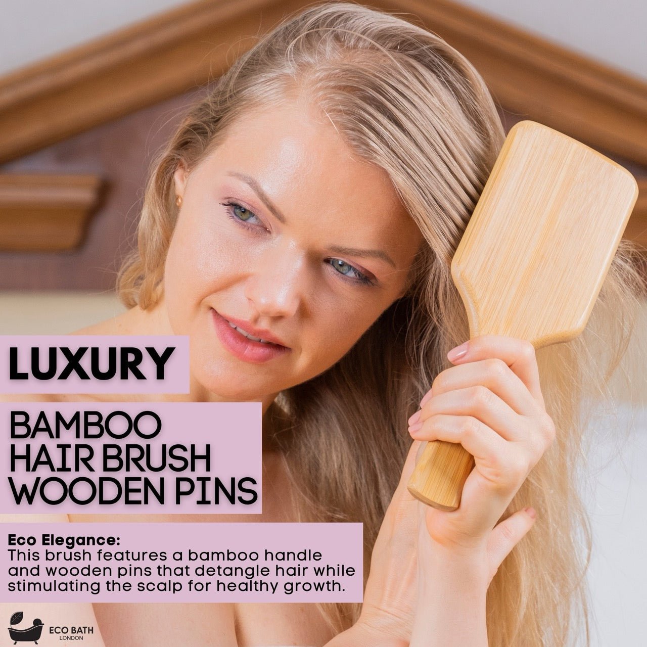 Eco Bath Bamboo Hair Brush with Wooden Pins - Eco Bath London