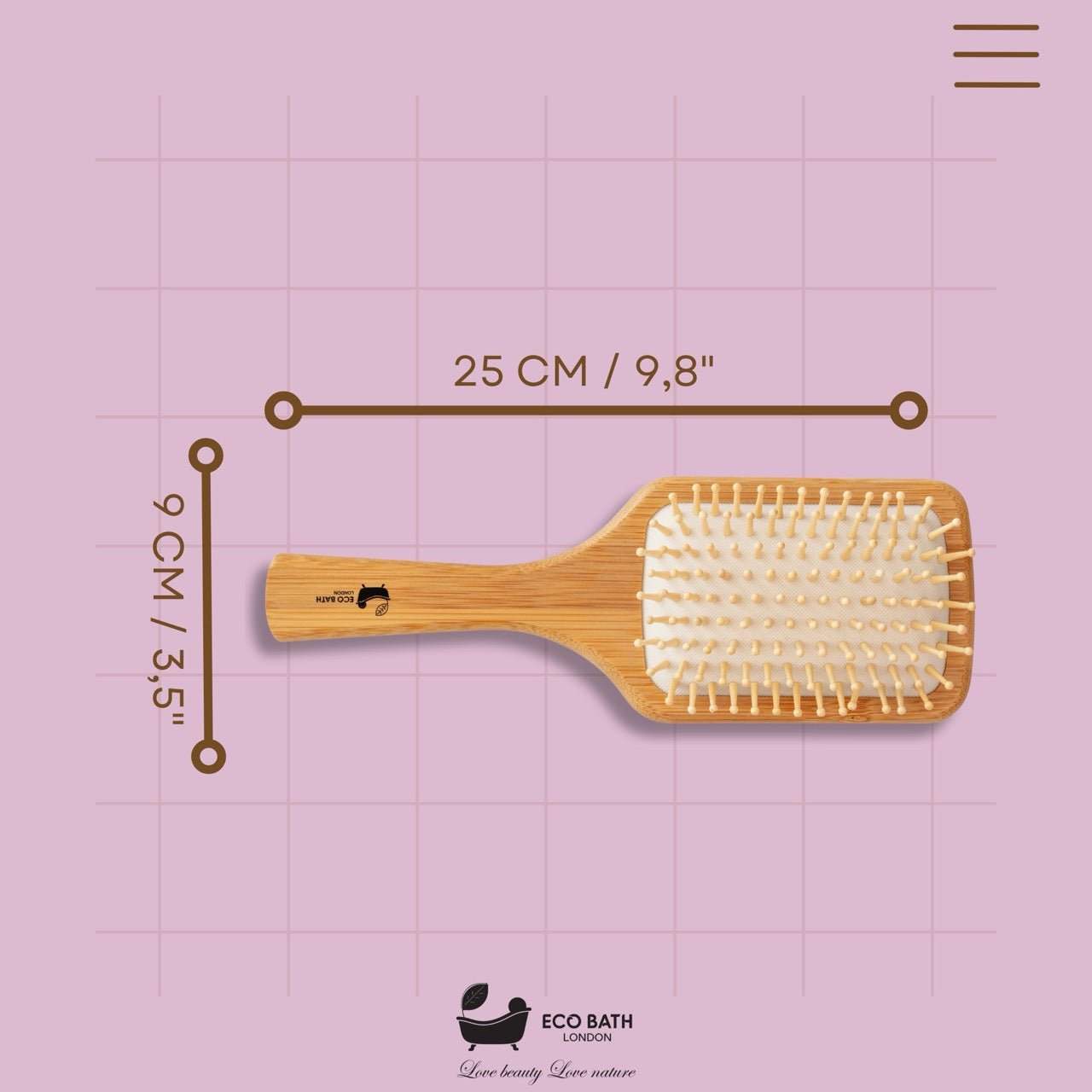 Eco Bath Bamboo Hair Brush with Wooden Pins - Eco Bath London