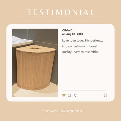 Eco Bath Bamboo Laundry Basket with Lid and Removable Lining - Eco Bath London