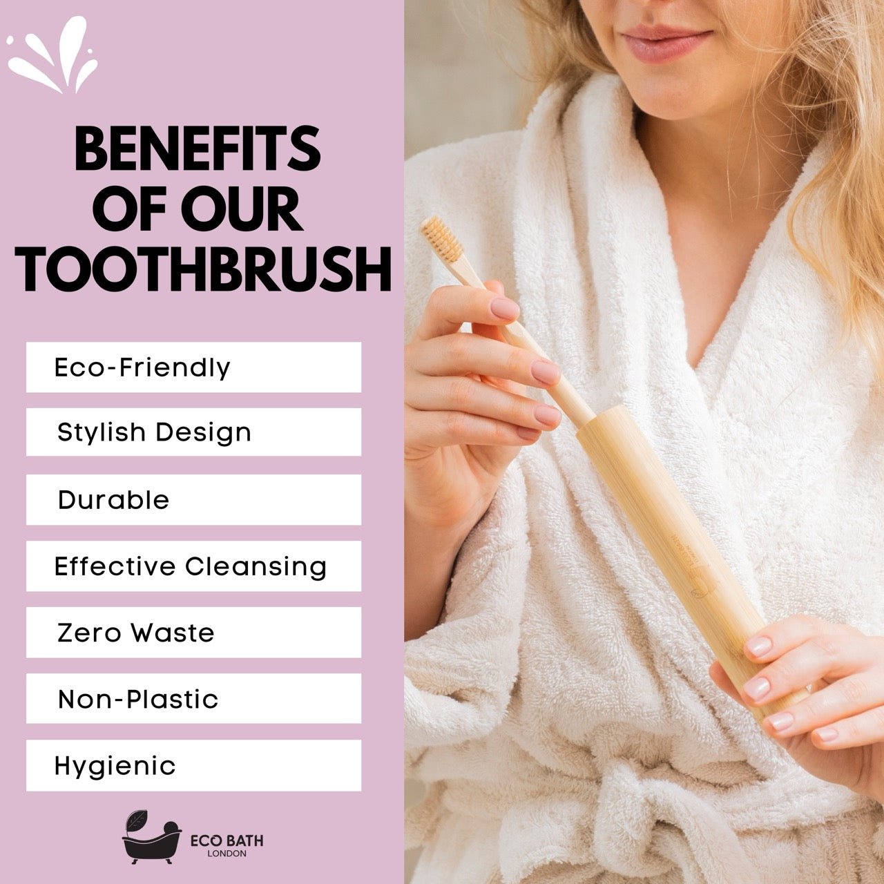 Eco Bath Bamboo Toothbrush in Bamboo Tube | First Step to Sustainable Life - Eco Bath London