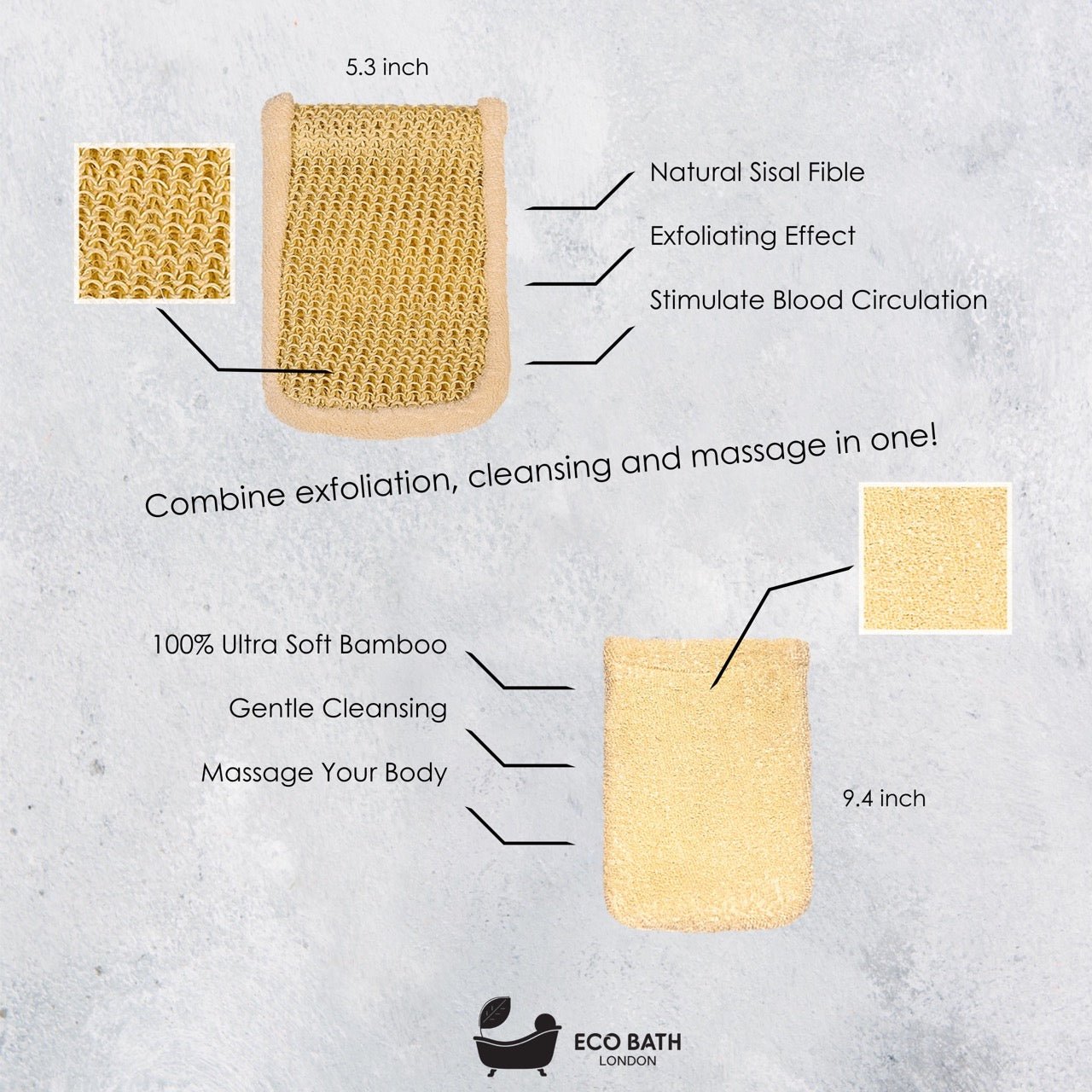 Eco Bath Cotton & Natural Sisal Massage Mitt - Eco Bath London