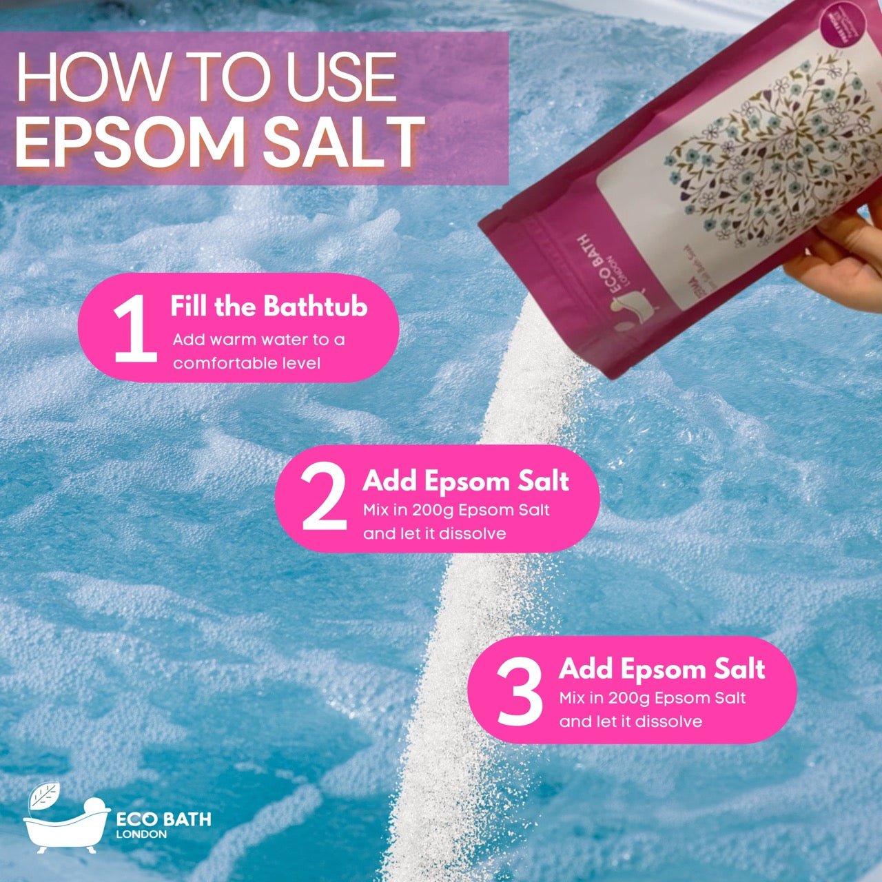 Eco Bath Derma Epsom Salt Bath Soak - Pouch | 500g & 1000g - Eco Bath London