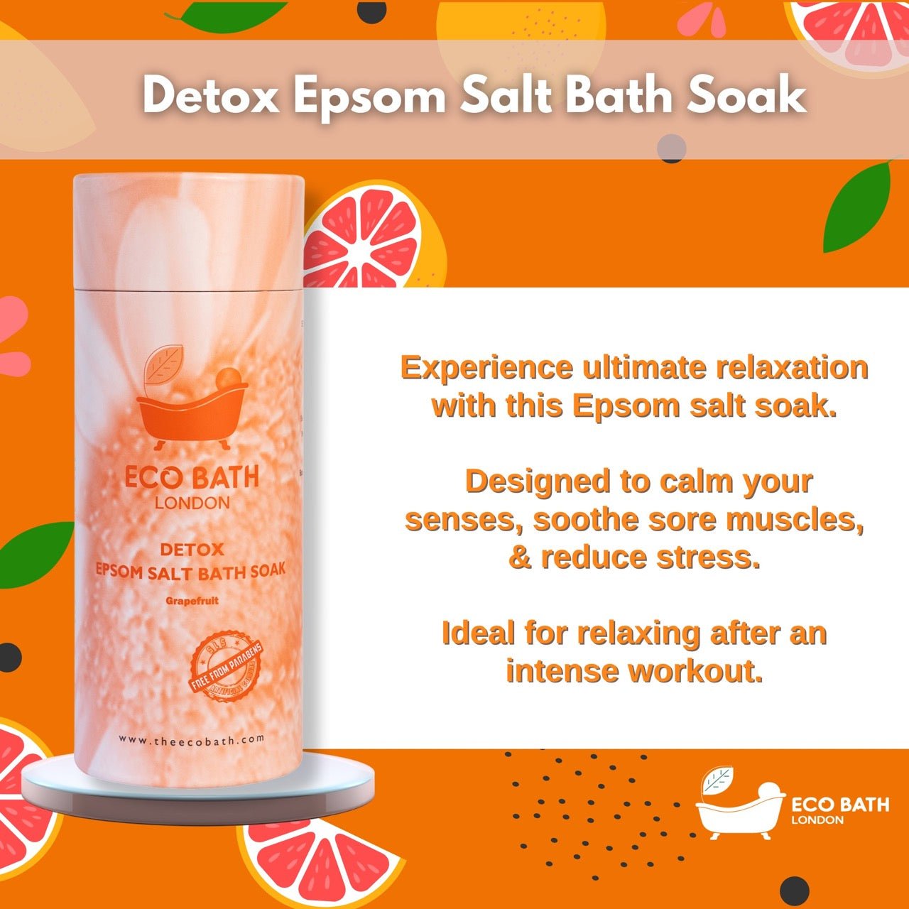 Eco Bath Detox Epsom Salt Bath Soak - Tube - Eco Bath London
