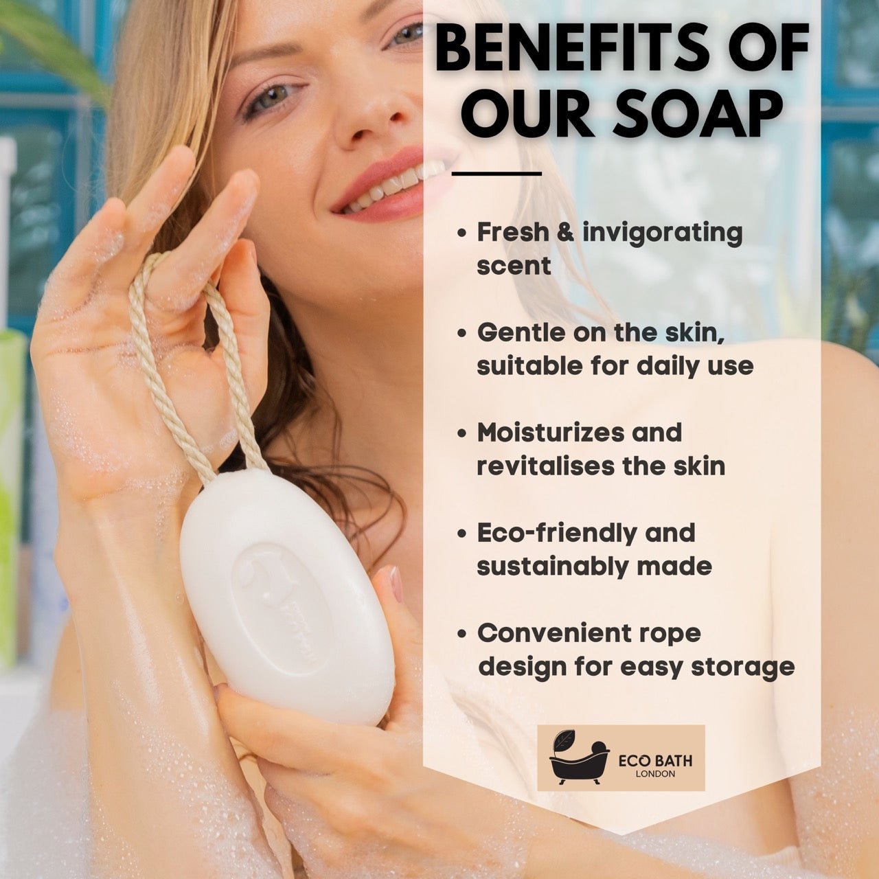 Eco Bath Donkey’s Milk Soap on a Rope - 220g - Eco Bath London