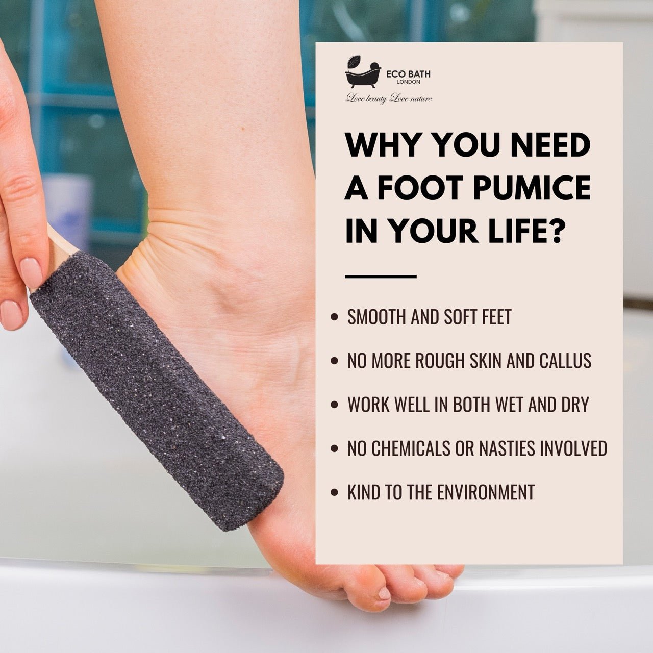 Eco Bath Foot File - Curved Black Pumice - Eco Bath London