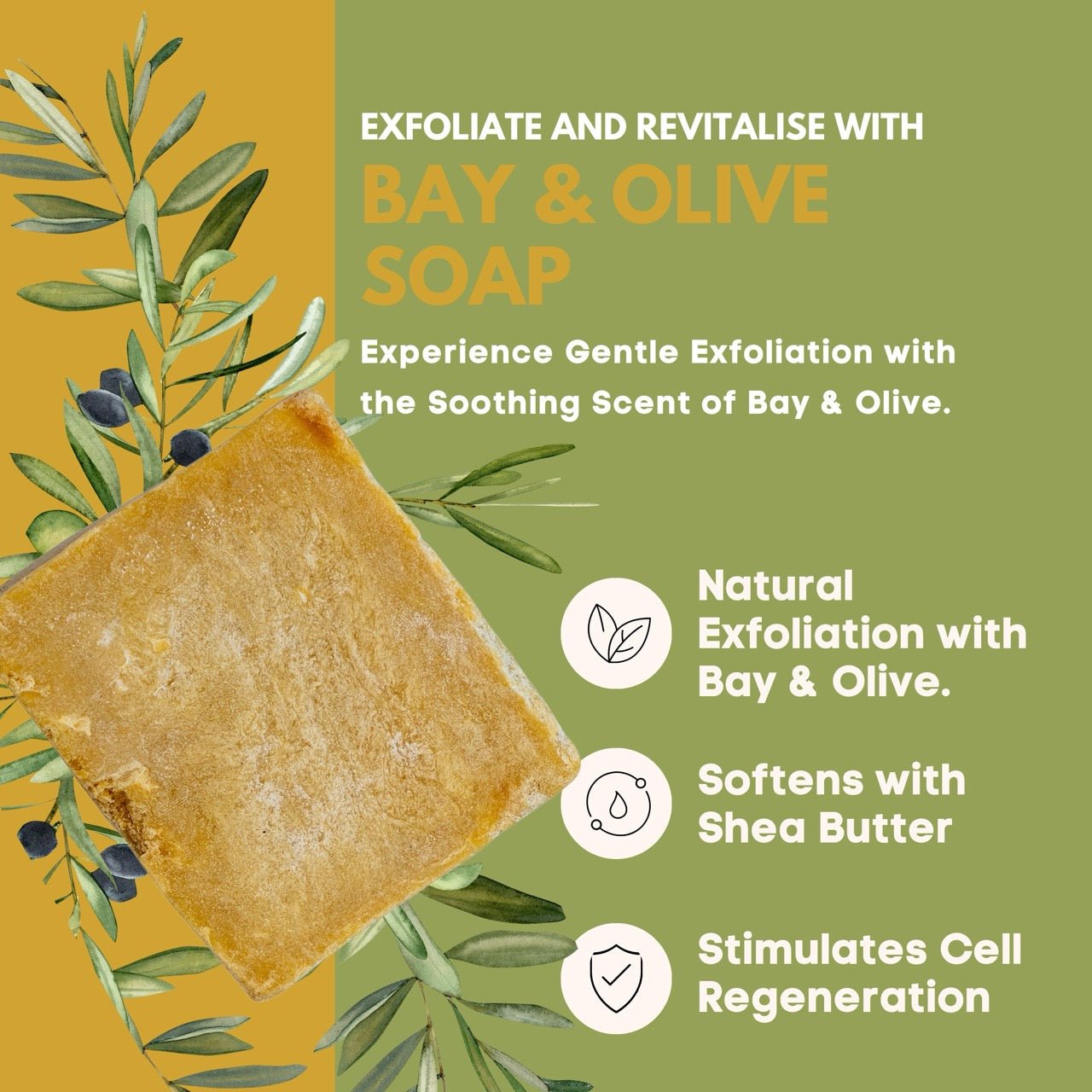 Eco Bath Hand Made Bay & Olive Soap (+/ - 200gr) - Eco Bath London