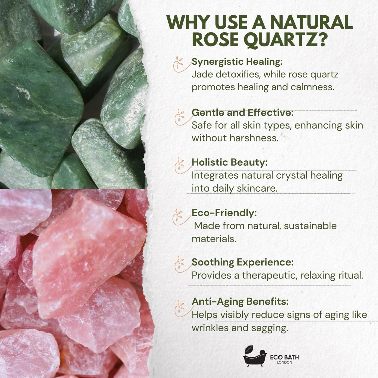 Eco Bath Jade Face Roller - Rose Quartz - Eco Bath London