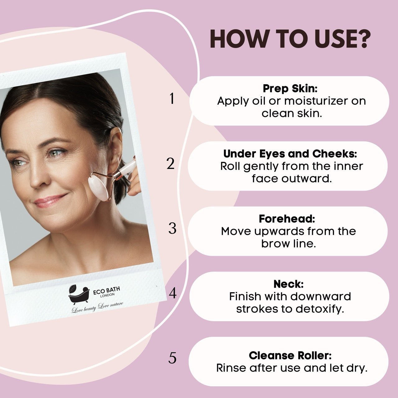 Eco Bath Jade Face Roller - Rose Quartz - Eco Bath London