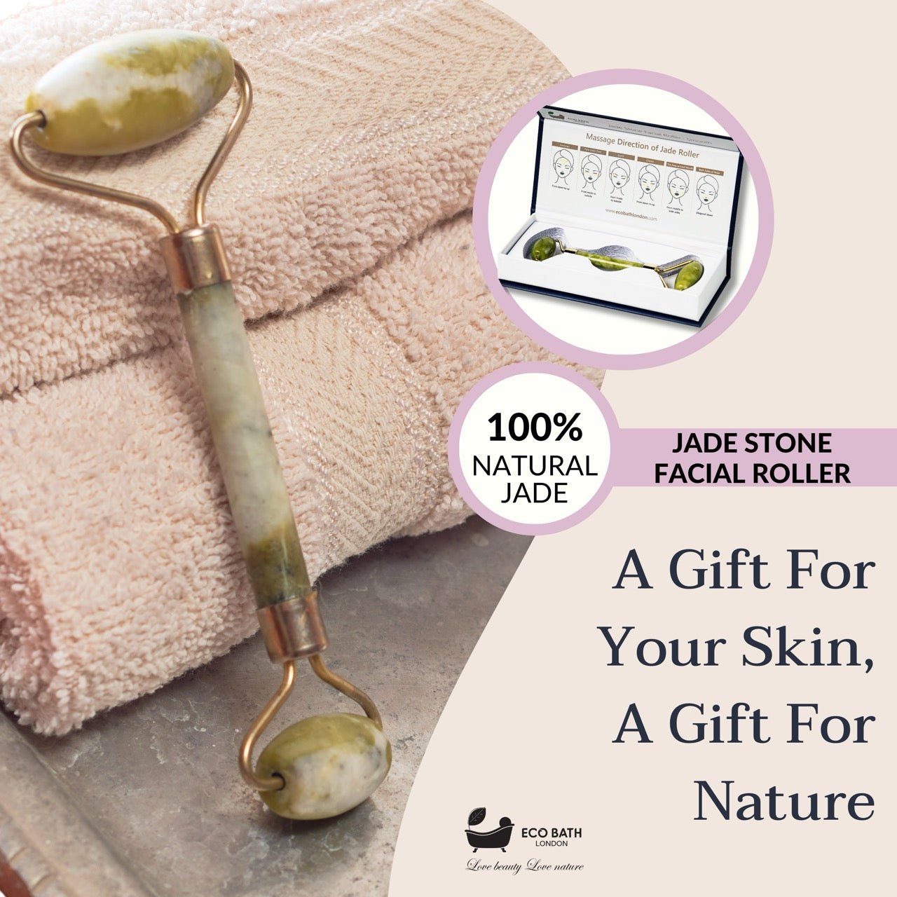 Eco Bath Jade Face Roller Smooth End - Eco Bath London