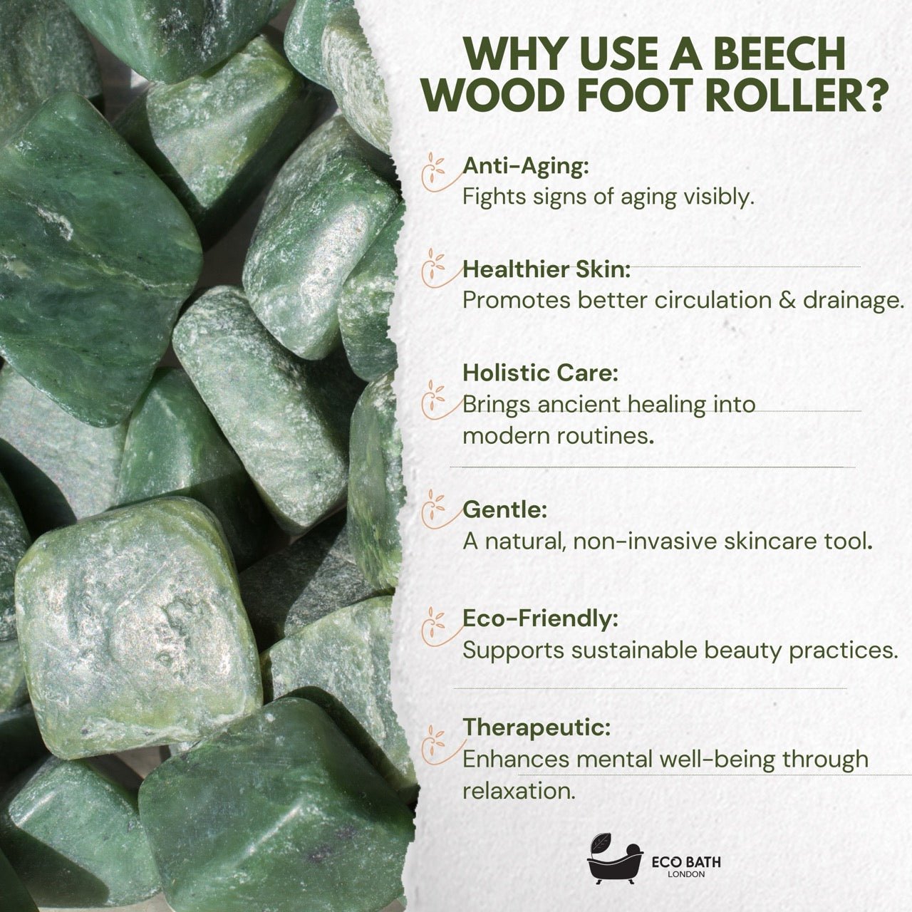 Eco Bath Jade Face Roller Smooth End - Eco Bath London