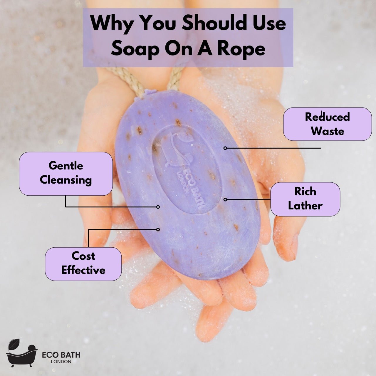 Eco Bath Lavender Soap on a Rope - 220g - Eco Bath London