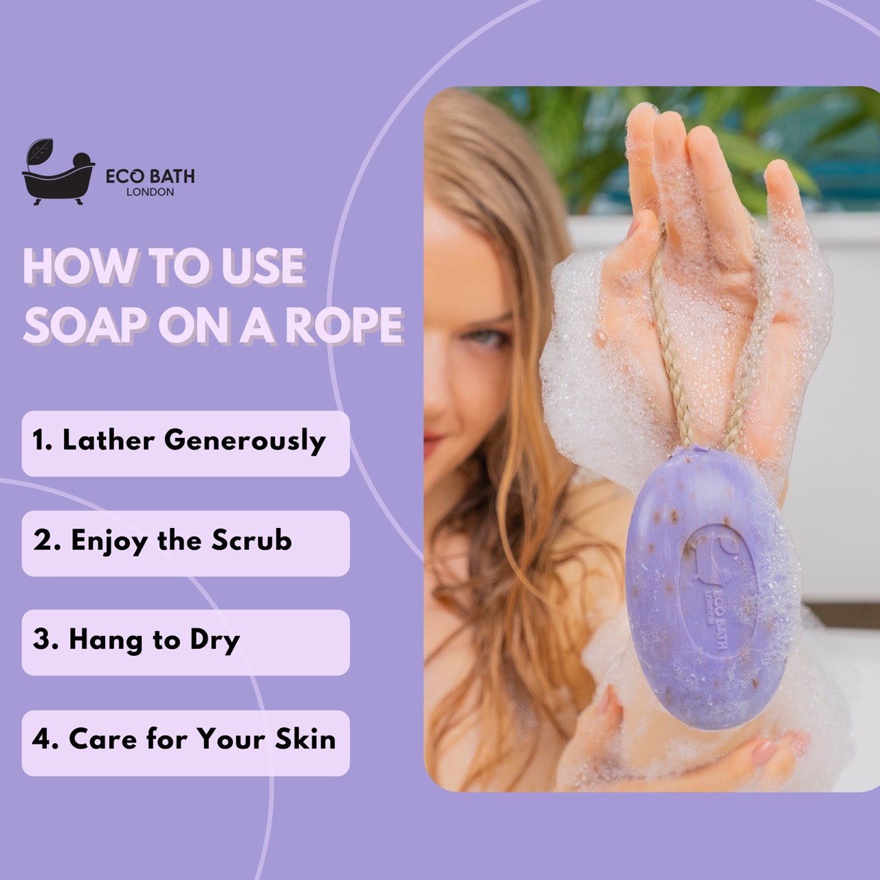 Eco Bath Lavender Soap on a Rope - 220g - Eco Bath London