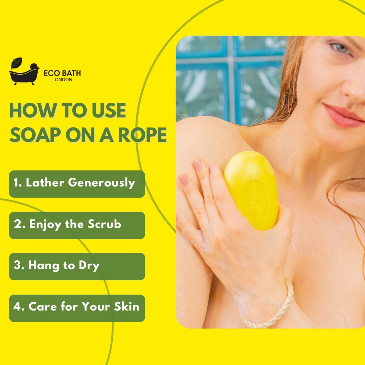 Eco Bath Lime Soap on a Rope - 220g - Eco Bath London