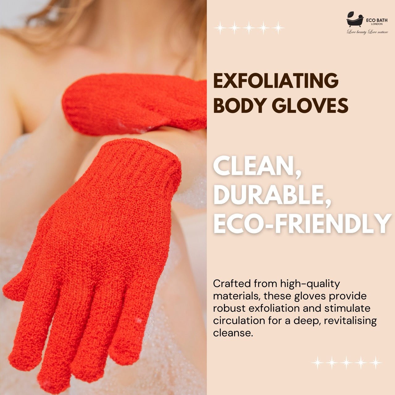 Eco Bath London 1 Pair of Exfoliating Body Gloves - Eco Bath London