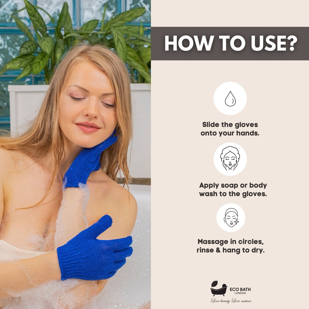 Eco Bath London 1 Pair of Exfoliating Body Gloves - Eco Bath London