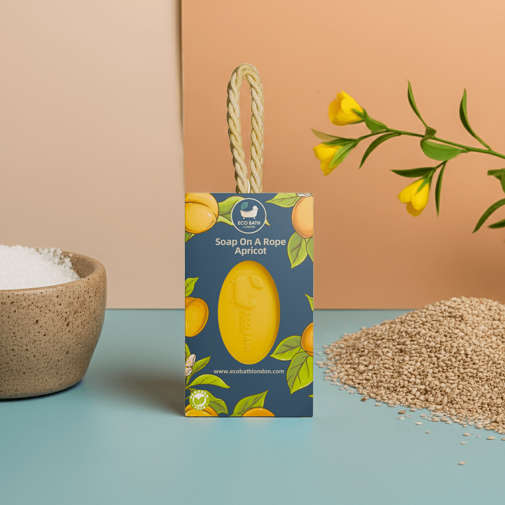 Eco Bath London Apricot Soap on a Rope 220g- Luxury Eco-Friendly Apricot Soap Bar - Eco Bath London
