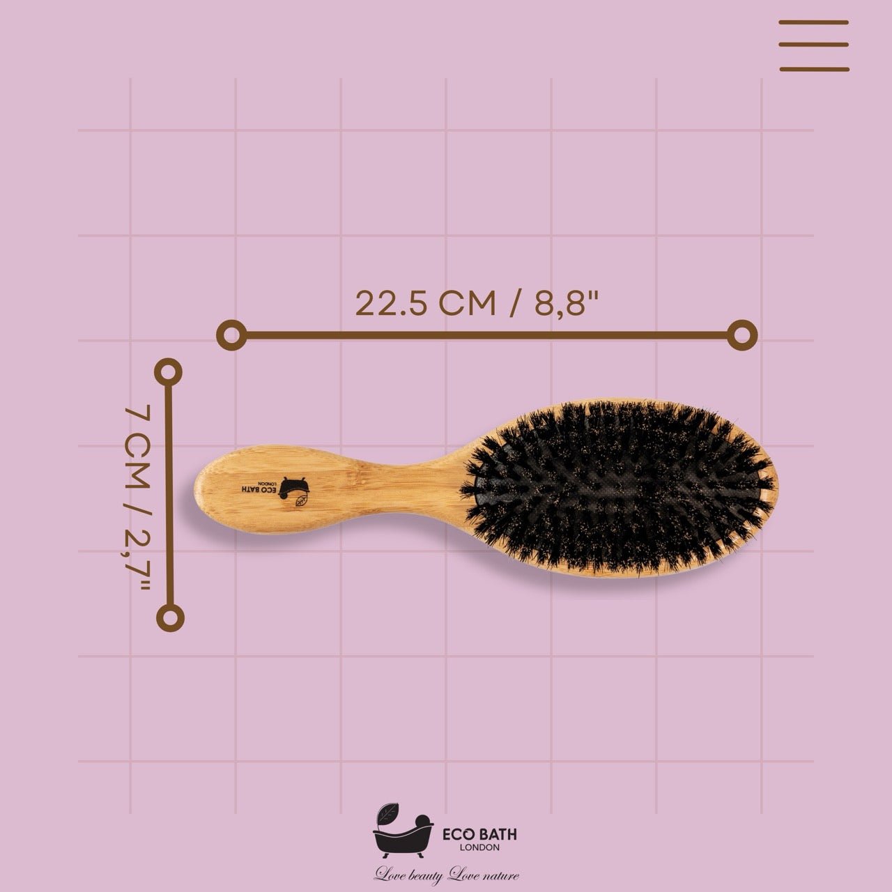 Eco Bath London Bamboo Hairbrush with Boar Bristles - Natural Sustainable Hair Care Solution - Eco Bath London