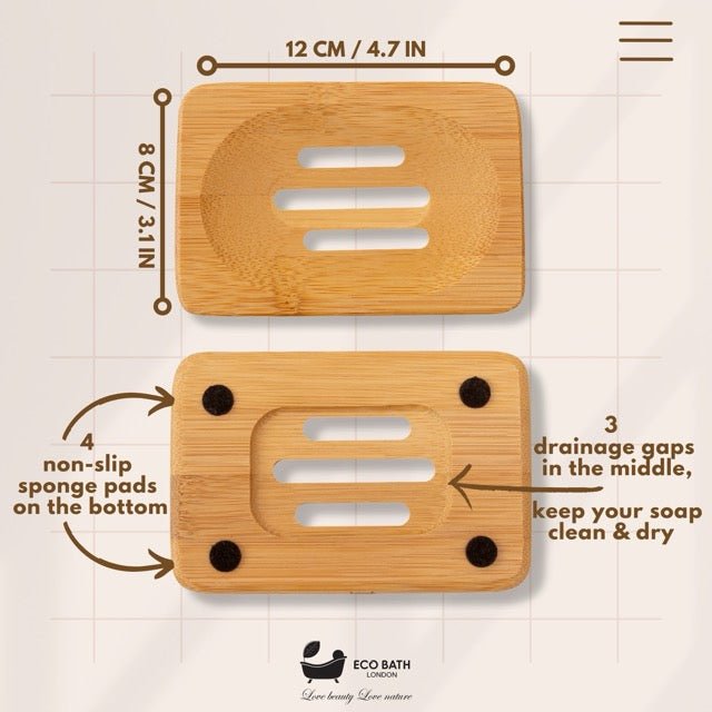 Eco Bath London Bamboo Rectangle Soap Dish - Eco Bath London
