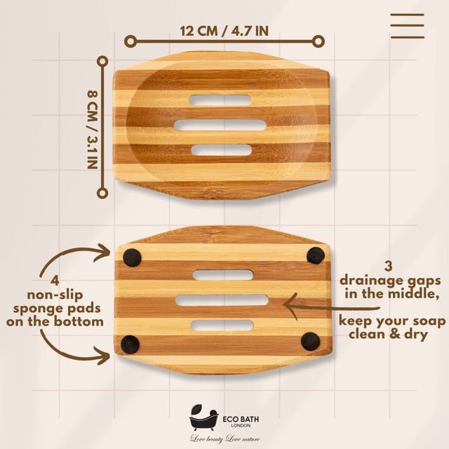 Eco Bath London Bamboo Stripes Rectangle Soap Dish - Eco Bath London