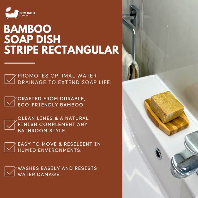 Eco Bath London Bamboo Stripes Rectangle Soap Dish - Eco Bath London
