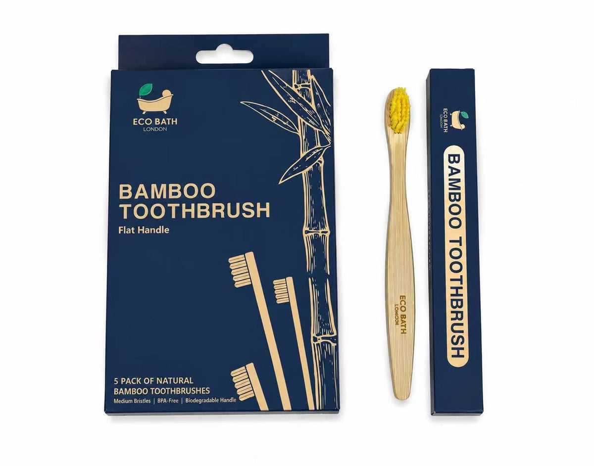 Eco Bath London Bamboo Toothbrush - 5 Pack | BPA-Free | Biodegradable Handle - Eco Bath London