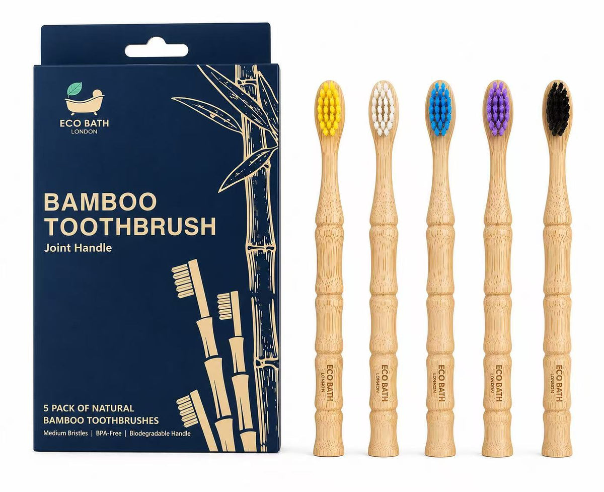 Eco Bath London Bamboo Toothbrush - 5 Pack | BPA-Free | Biodegradable Handle - Eco Bath London