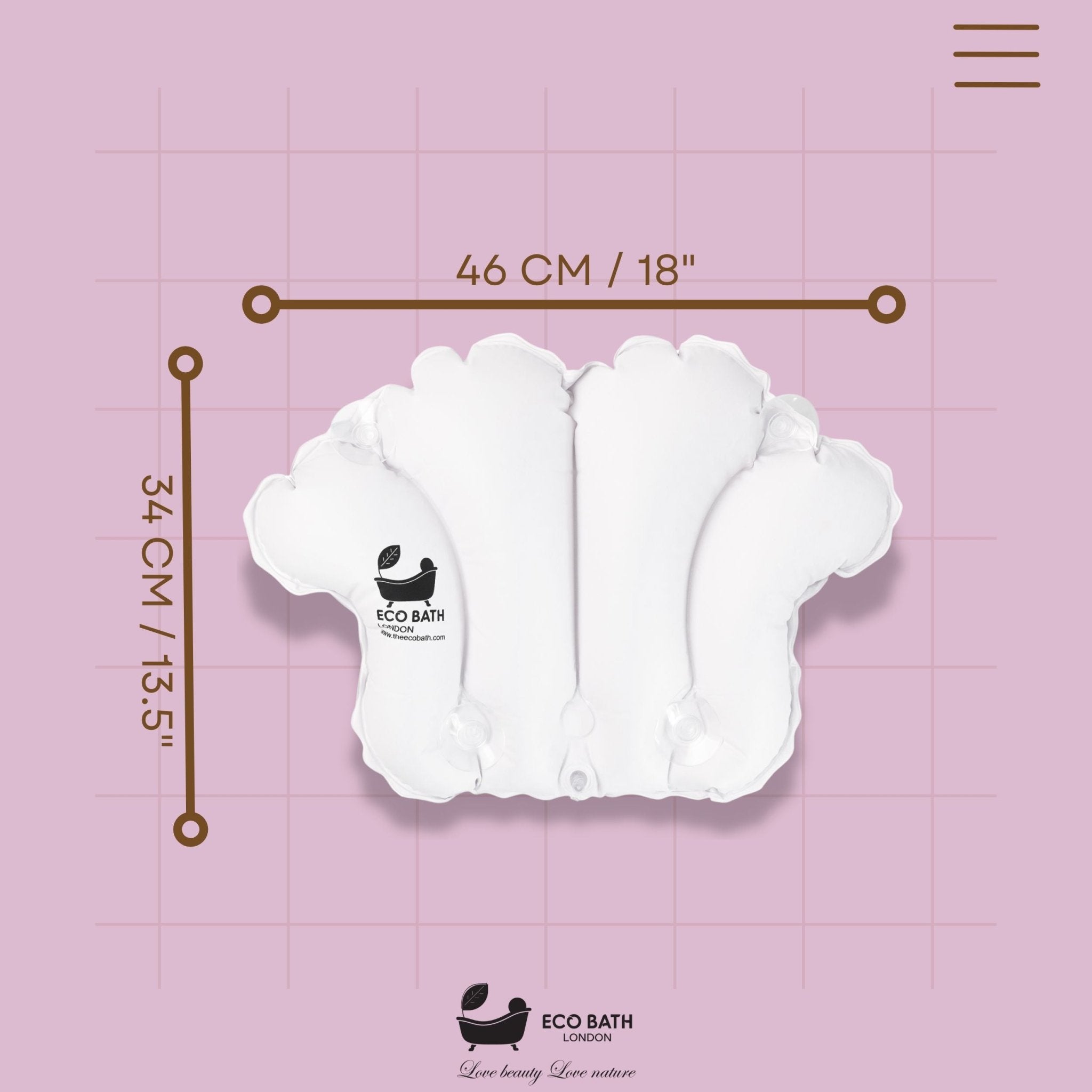 Eco Bath London Bath Pillow - Waterproof Bathtub Pillow for Head & Neck - Eco Bath London