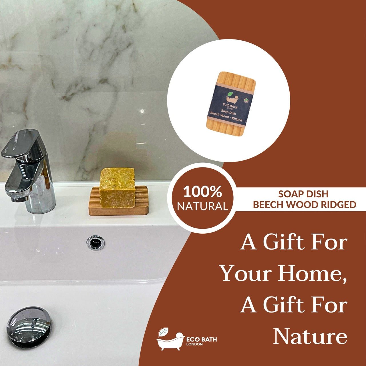Eco Bath London Beech Wood Ridged Soap Dish - Eco Bath London