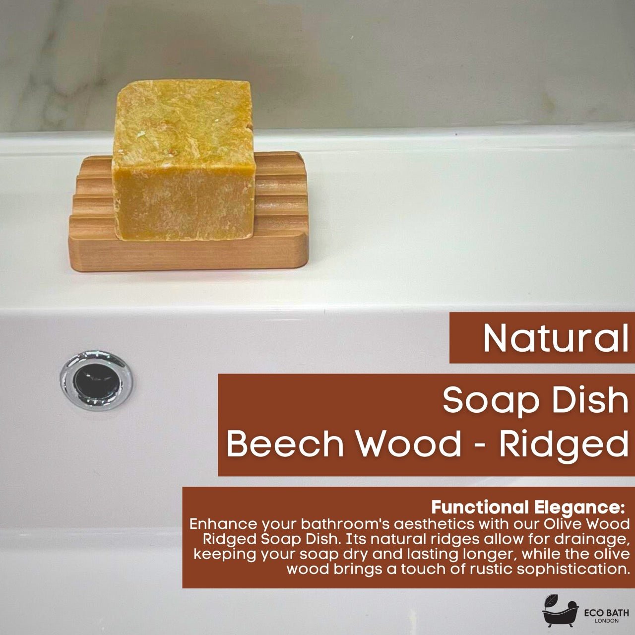 Eco Bath London Beech Wood Ridged Soap Dish - Eco Bath London
