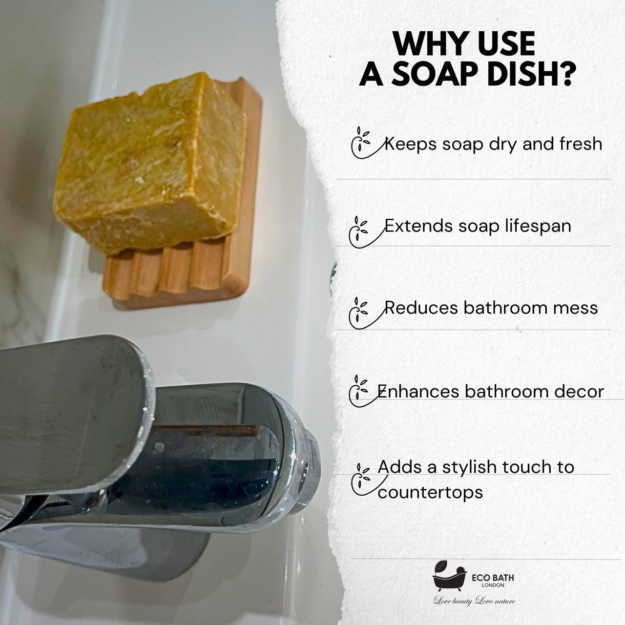 Eco Bath London Beech Wood Ridged Soap Dish - Eco Bath London