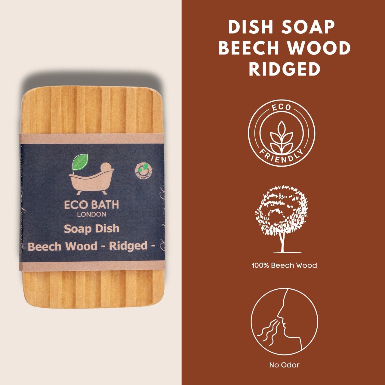 Eco Bath London Beech Wood Ridged Soap Dish - Eco Bath London