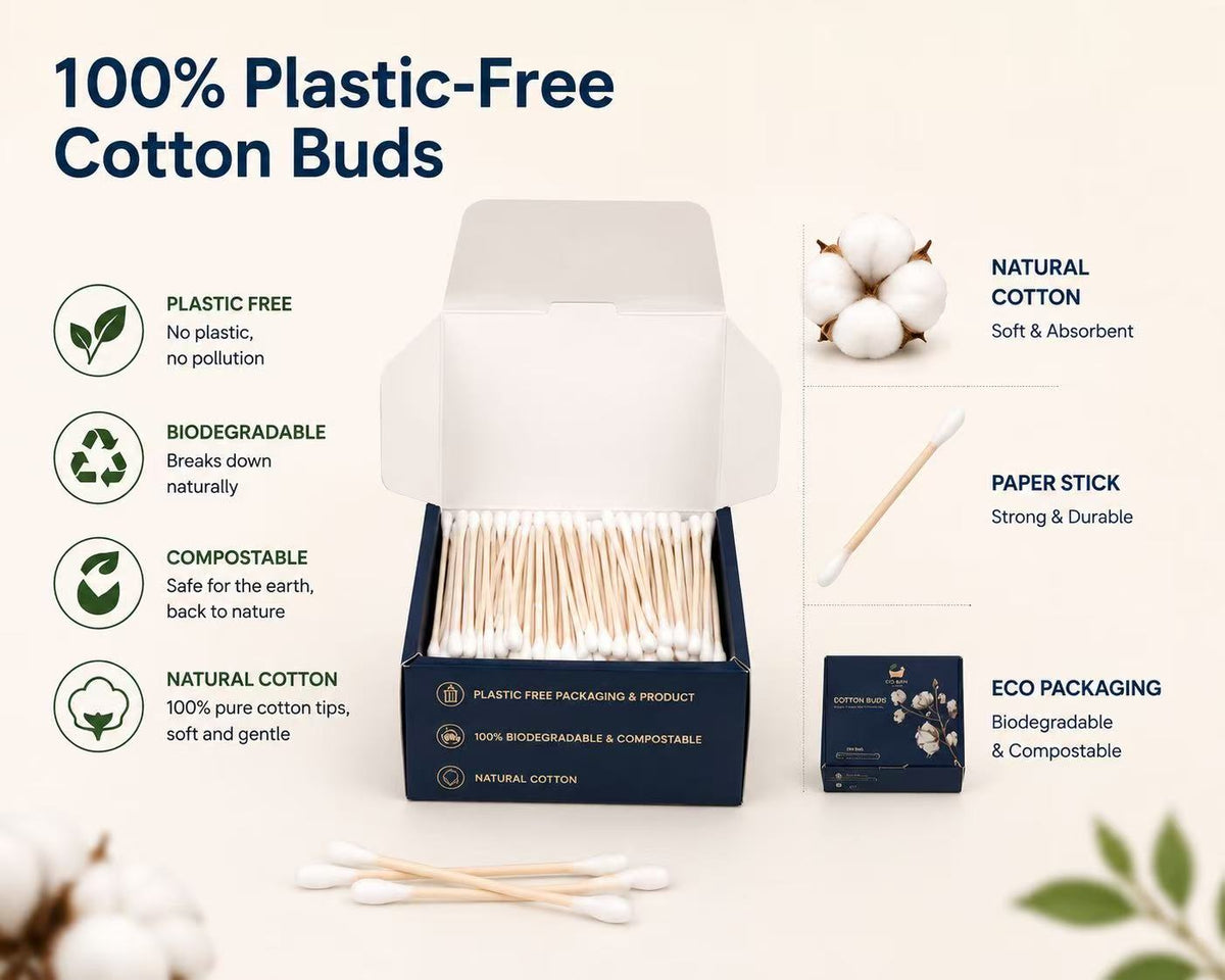 Eco Bath London Cotton Buds - Paper Stick | Plastic-Free - Eco Bath London