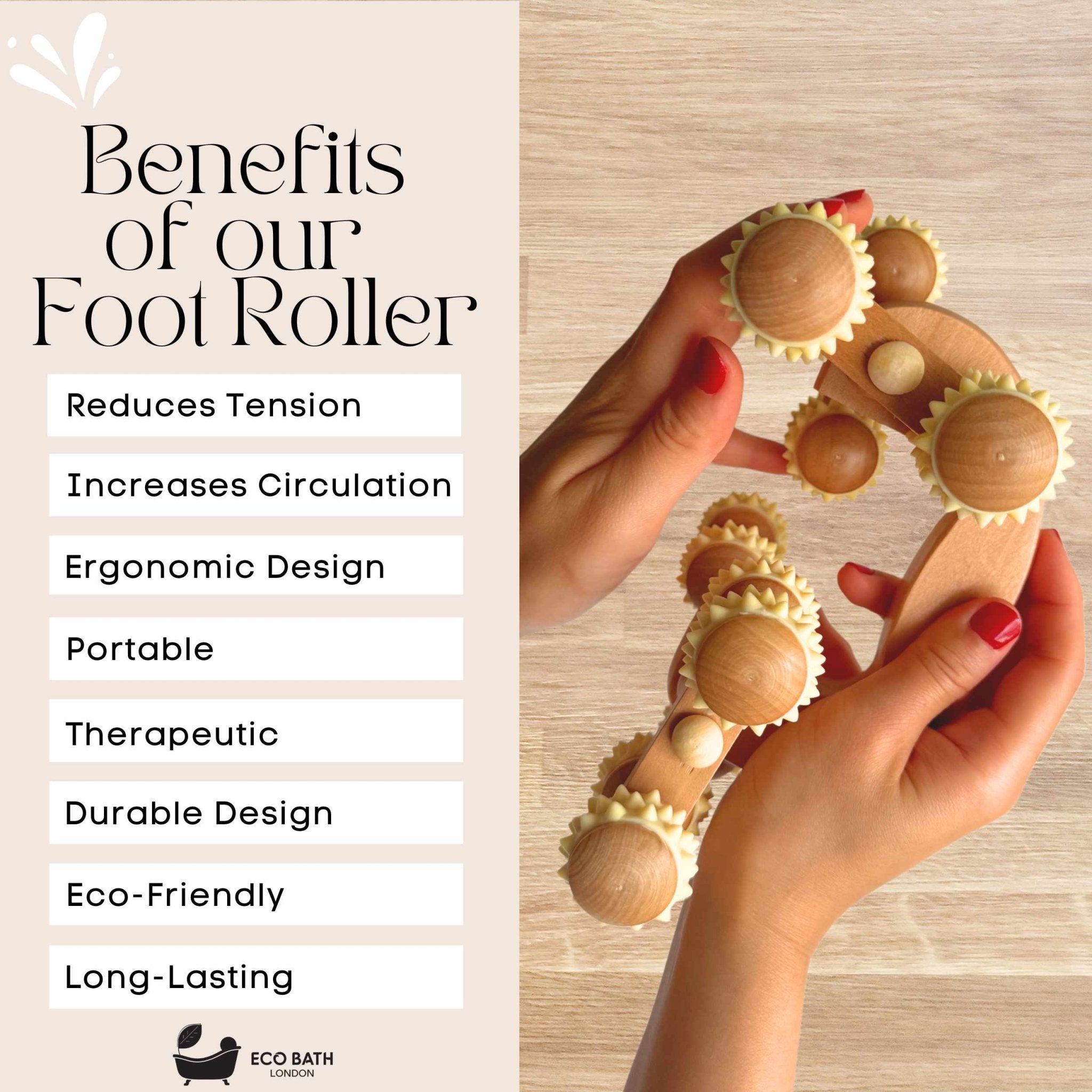Eco Bath London Deluxe Massager - Natural Wooden Back Massager - Eco Bath London