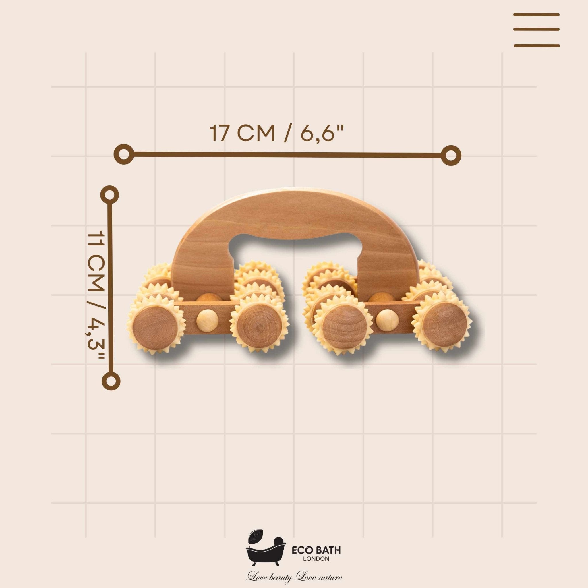 Eco Bath London Deluxe Massager - Natural Wooden Back Massager - Eco Bath London