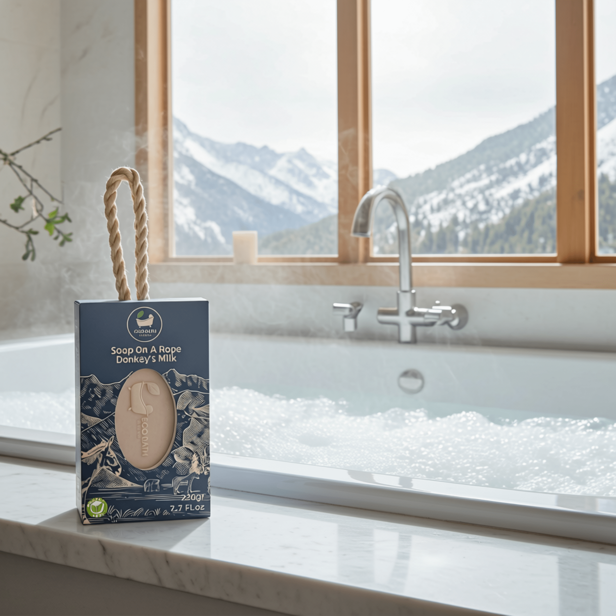 Eco Bath London Donkey’s Milk Soap on a Rope 220g - Luxurious and Eco Friendly Body Wash Bar with Shea Butter - Eco Bath London